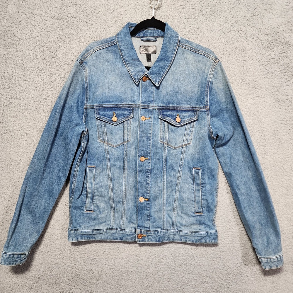 ASOS Womens Denim Blue Jean Jacket Button Front Long Sleeve‎ Pockets Size XL